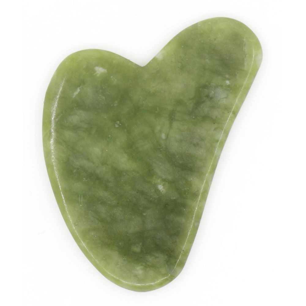 Gua Sha en pierre de jade vert + housse