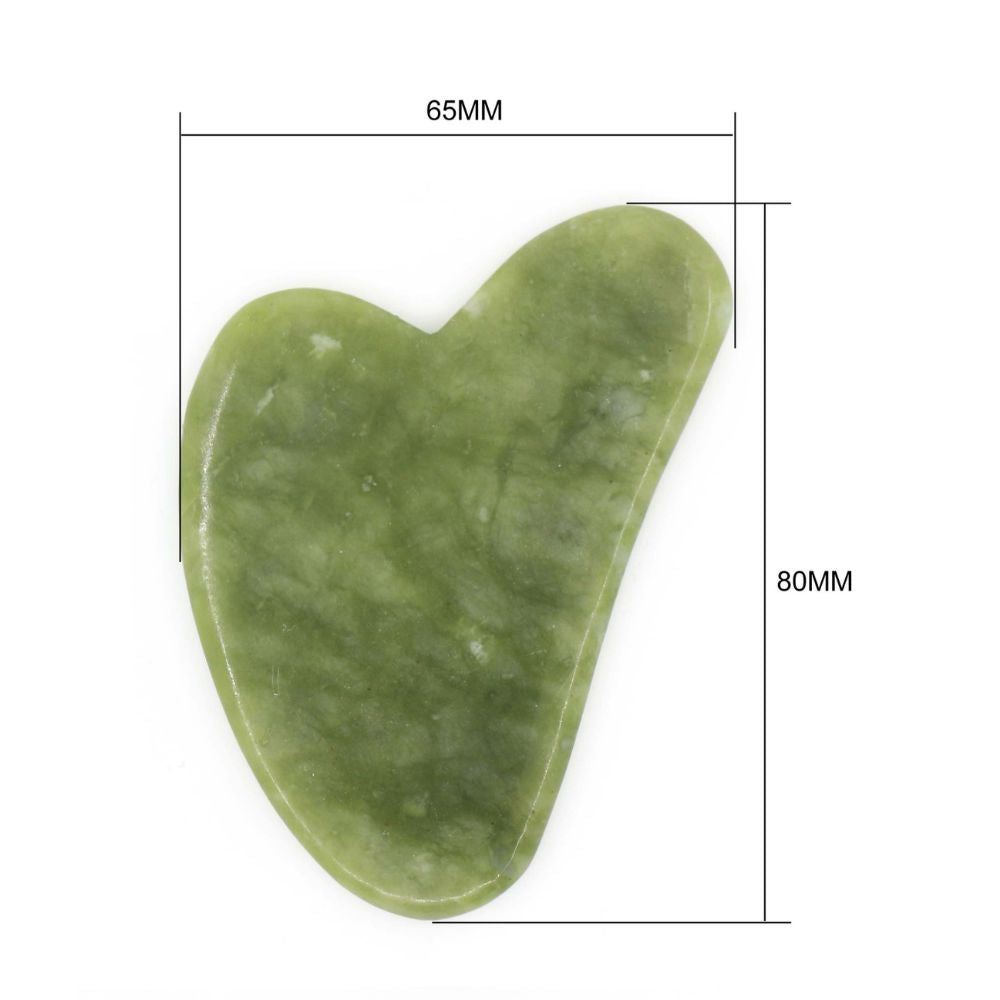 Gua Sha en pierre de jade vert + housse