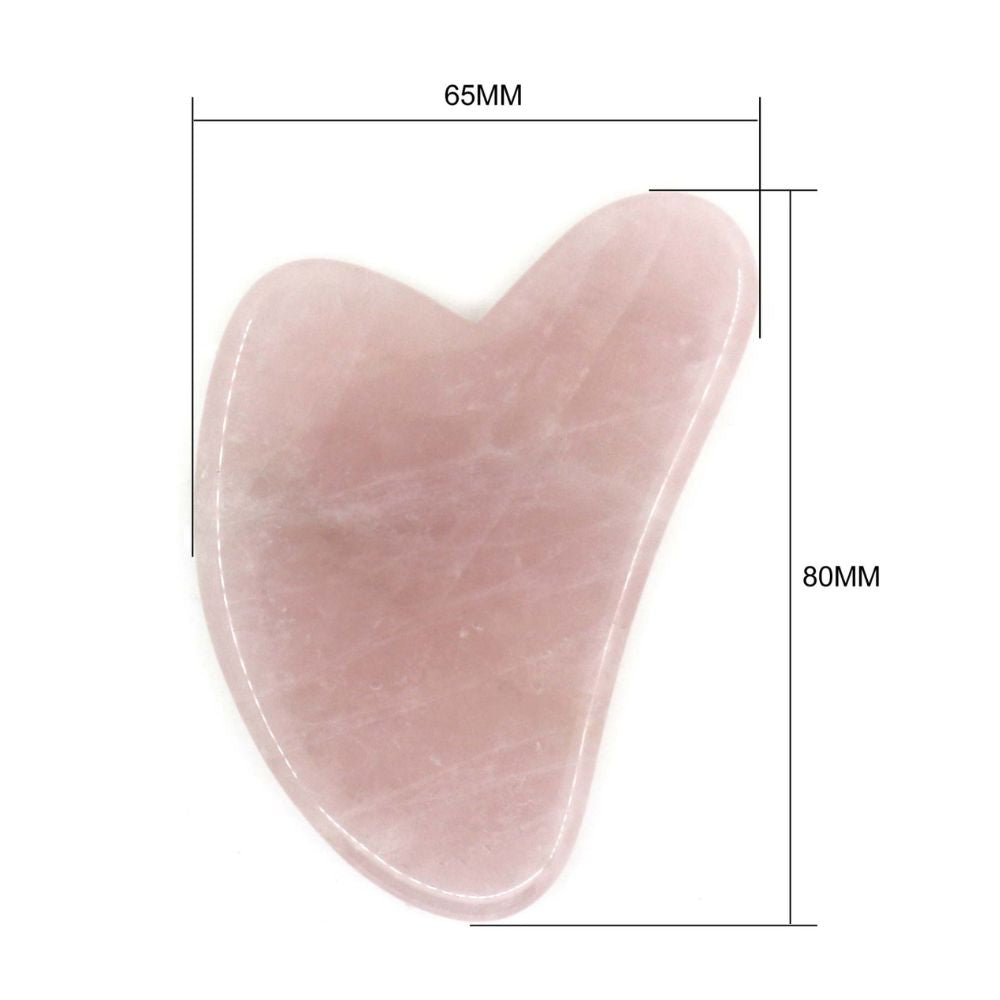 Gua Sha en pierre quartz rose + housse