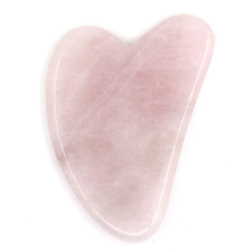 Gua Sha en pierre quartz rose + housse