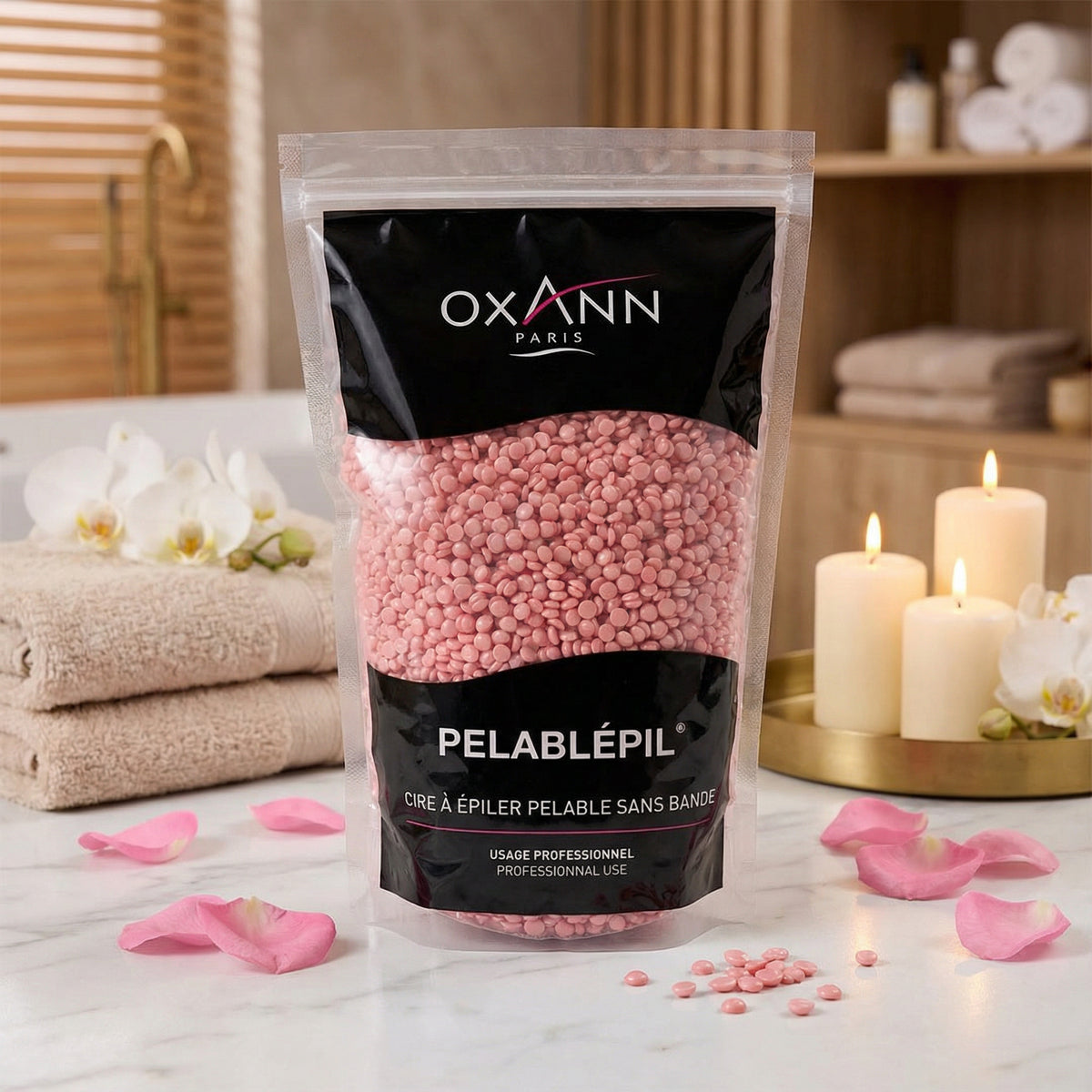 Cire à épilation Perle Rose - 1 Kg Avec Spatule, Bandes, Huile, Cartouche - Neuf