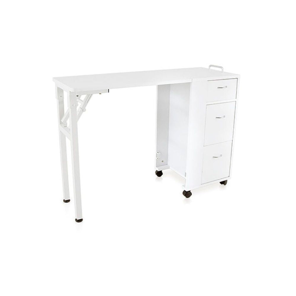 Table manucure pliante blanche à rabat