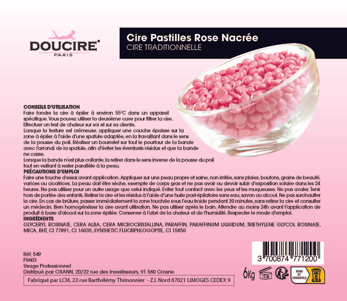 Cire pastille traditionnelle rose nacrée