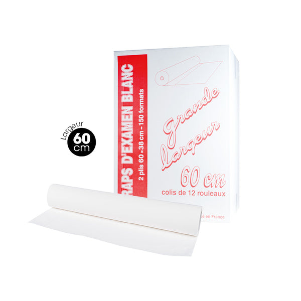 1 Rouleau de Drap Examen Blanc 60cmX38/150 - Beautyful Center