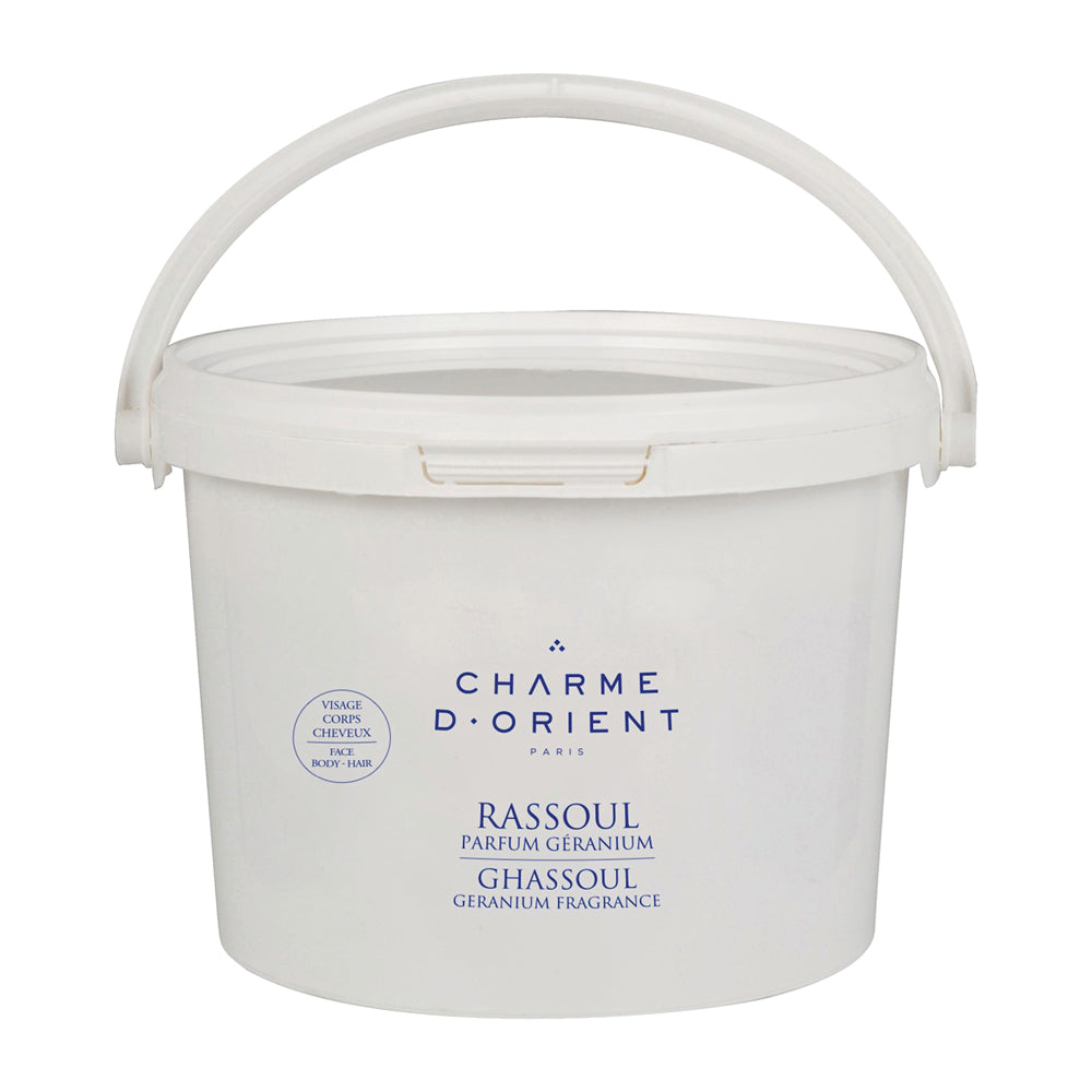 Rhassoul en poudre parfum géranium pour enveloppement
