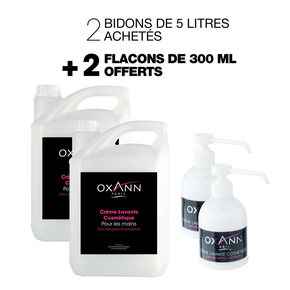 2 bidons crème lavante + 2 flacons de 300ml offert
