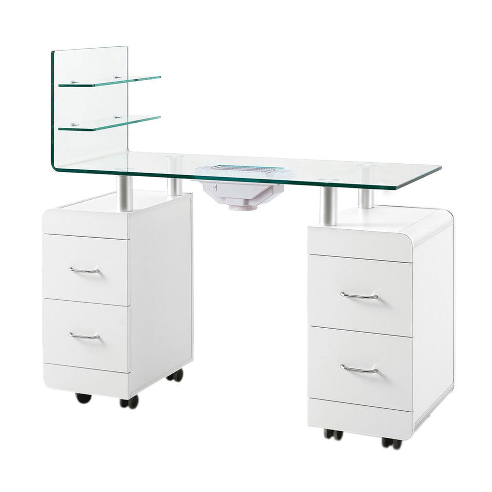 Table de manucure plateau verre