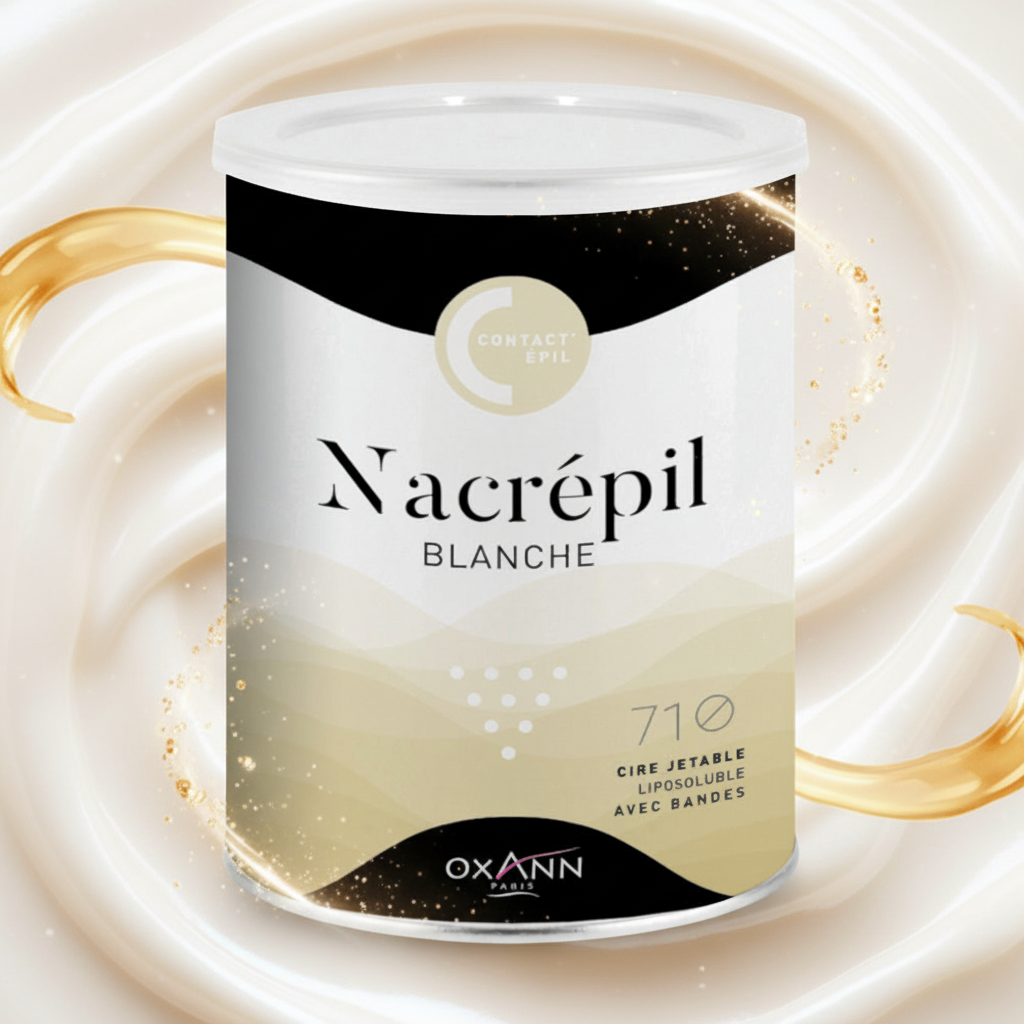 Cire nacrée blanche  avec bandes  - Pot 800 ml