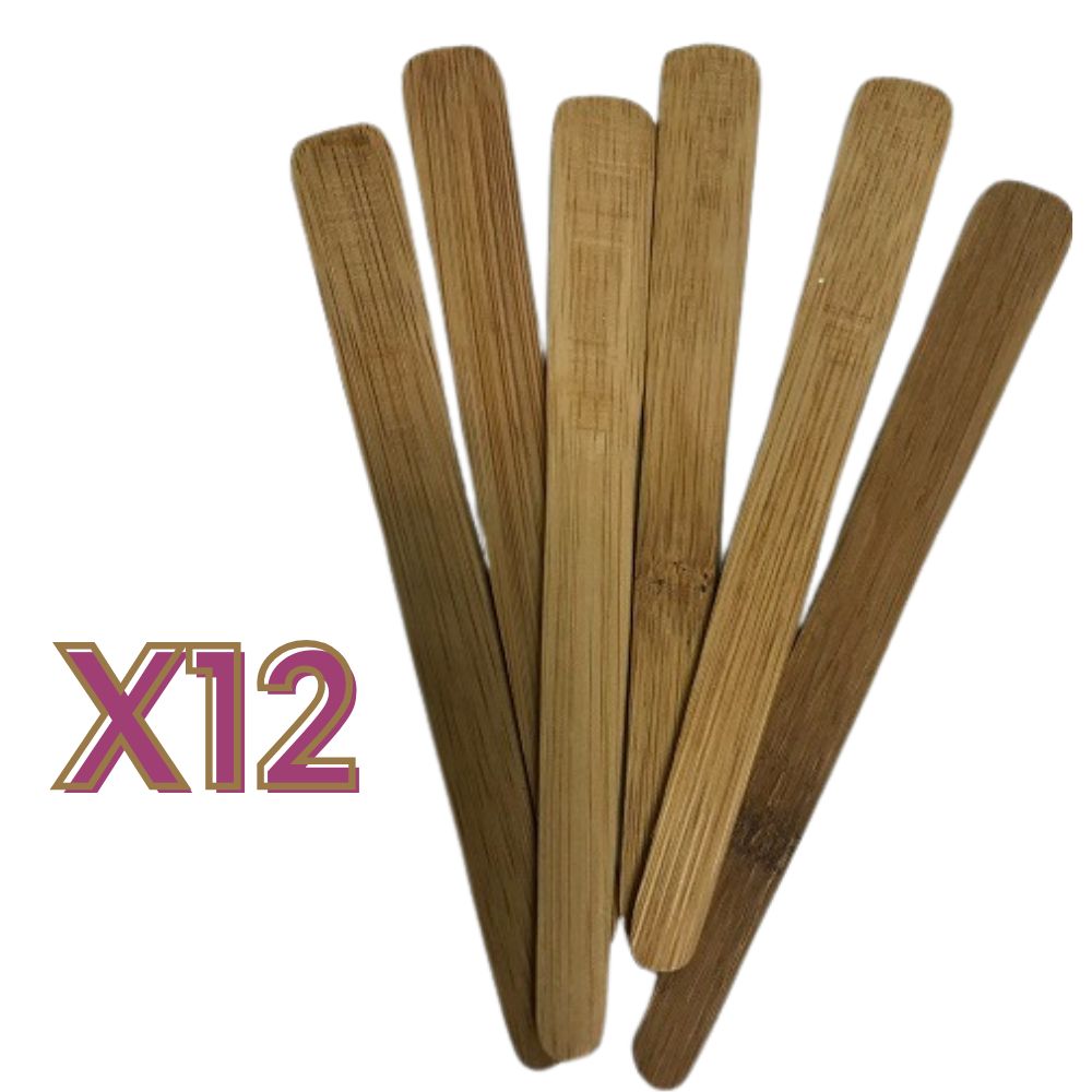 Paquet de 12 spatule bambou visage