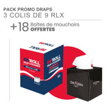 Pack 3 colis draps gaufrés + 18 boites mouchoirs offerts