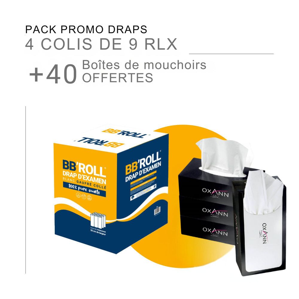 Pack 4 colis draps gaufrés + 40 boites mouchoirs offerts