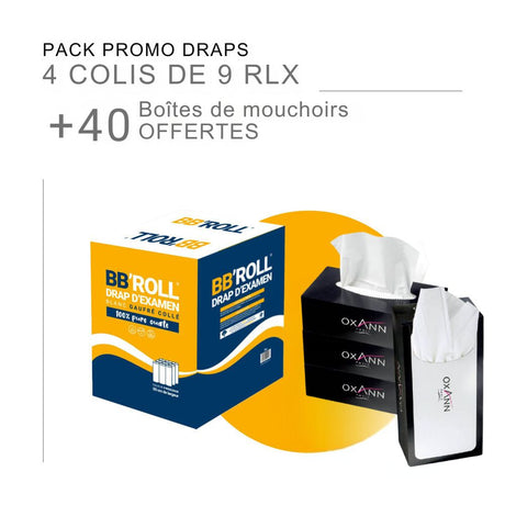 Pack 4 colis draps gaufrés + 40 boites mouchoirs offerts