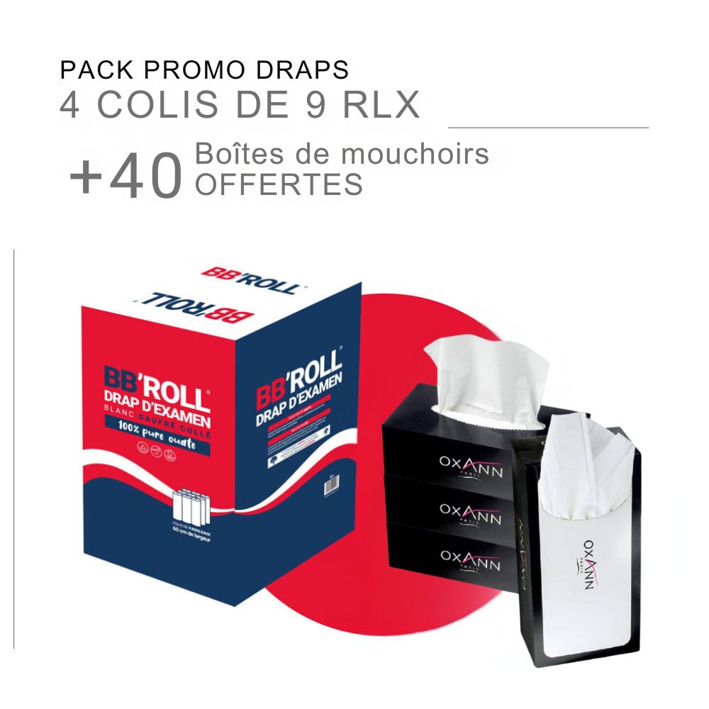 Pack 4 colis draps gaufrés + 40 boites mouchoirs offerts