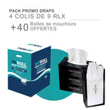 Pack 4 colis draps gaufrés + 40 boites mouchoirs offerts