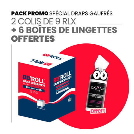 Pack draps gaufrés + 6 Boîtes de lingettes Offertes