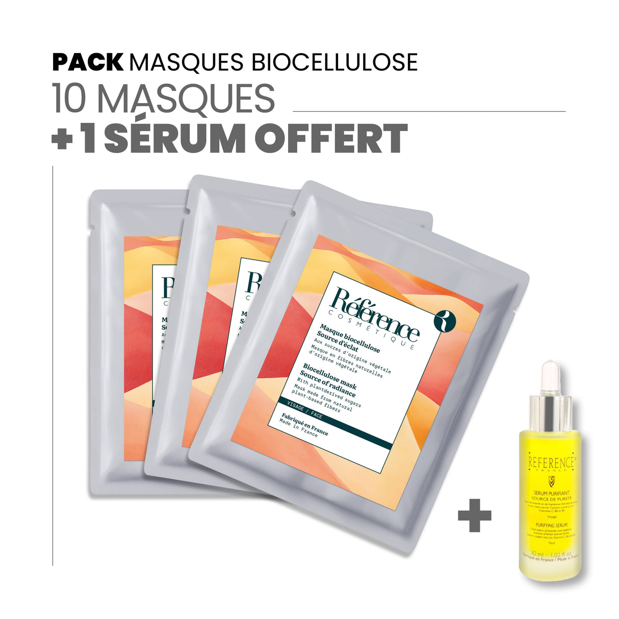 Pack masques bio cellulose + 1 sérum Offert