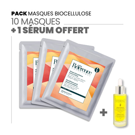 Pack masques bio cellulose + 1 sérum Offert