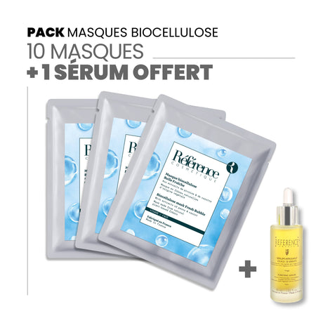 Pack masques bio cellulose + 1 sérum Offert