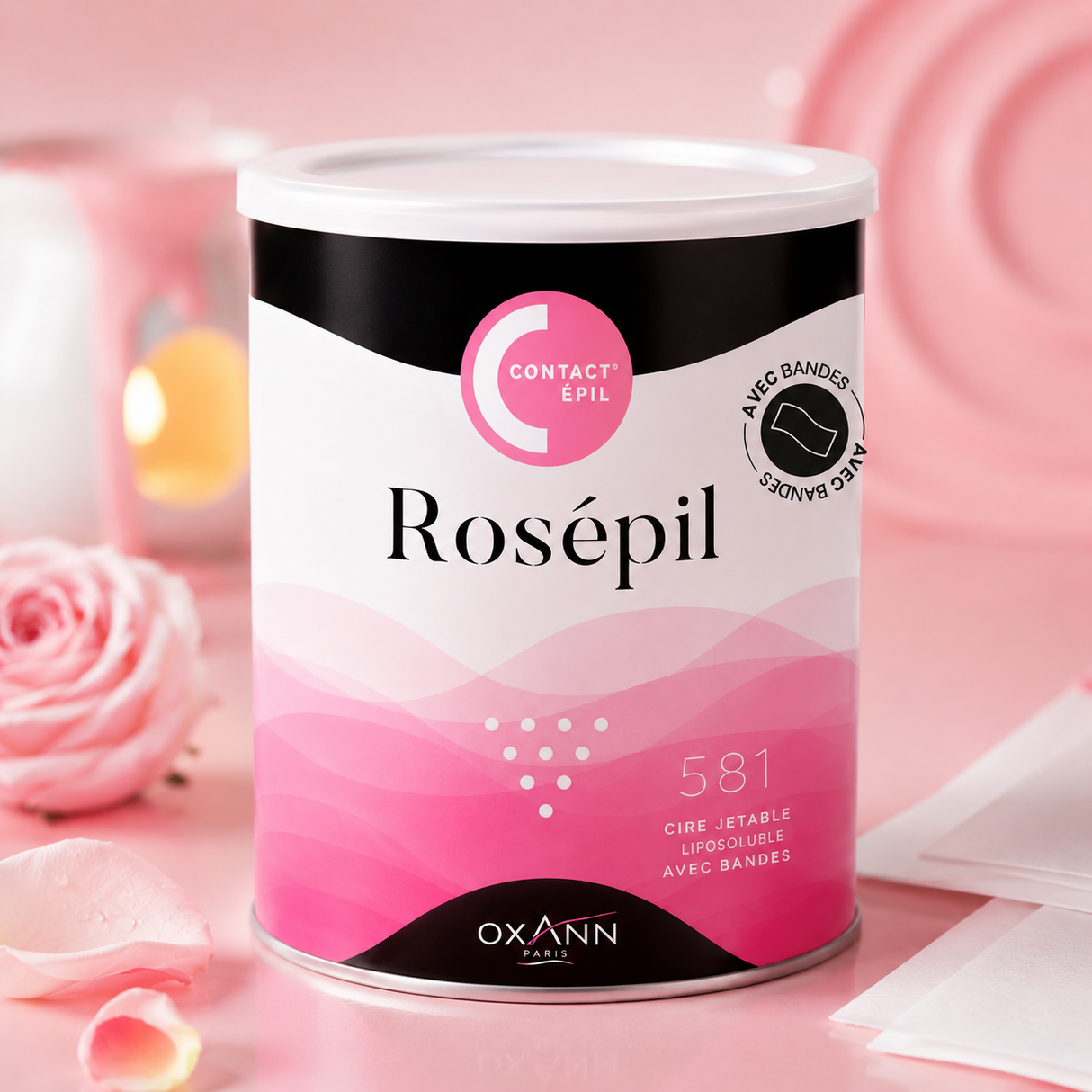 Cire rose Rosépil avec bandes Pot 750g